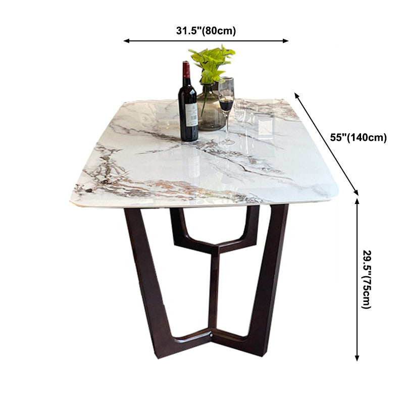 Industrial White Sintered Stone Top Dining Table Rectangle Standard Dining Table for Kitchen Clearhalo ' dining_table' 'Dining Tables & Seating' 'Dining Tables' 'furn' 'furn_dining_table' 'Furniture' 'furniture_dining_table' 'Kitchen & Dining Furniture' 'kitchen&dining_furn' 'kitchen' 'kitchen_dining_table' 3902466