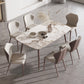 Metal Traditional Luxury Rectangle Dining Table Sintered Stone Top Table with 4 Legs Clearhalo ' dining_table' 'Dining Tables & Seating' 'Dining Tables' 'furn' 'furn_dining_table' 'Furniture' 'furniture_dining_table' 'Kitchen & Dining Furniture' 'kitchen&dining_furn' 'kitchen' 'kitchen_dining_table' 3902469