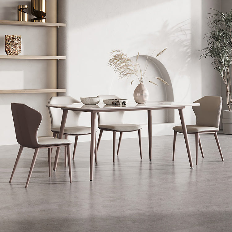 Metal Traditional Luxury Rectangle Dining Table Sintered Stone Top Table with 4 Legs Clearhalo ' dining_table' 'Dining Tables & Seating' 'Dining Tables' 'furn' 'furn_dining_table' 'Furniture' 'furniture_dining_table' 'Kitchen & Dining Furniture' 'kitchen&dining_furn' 'kitchen' 'kitchen_dining_table' 3902470