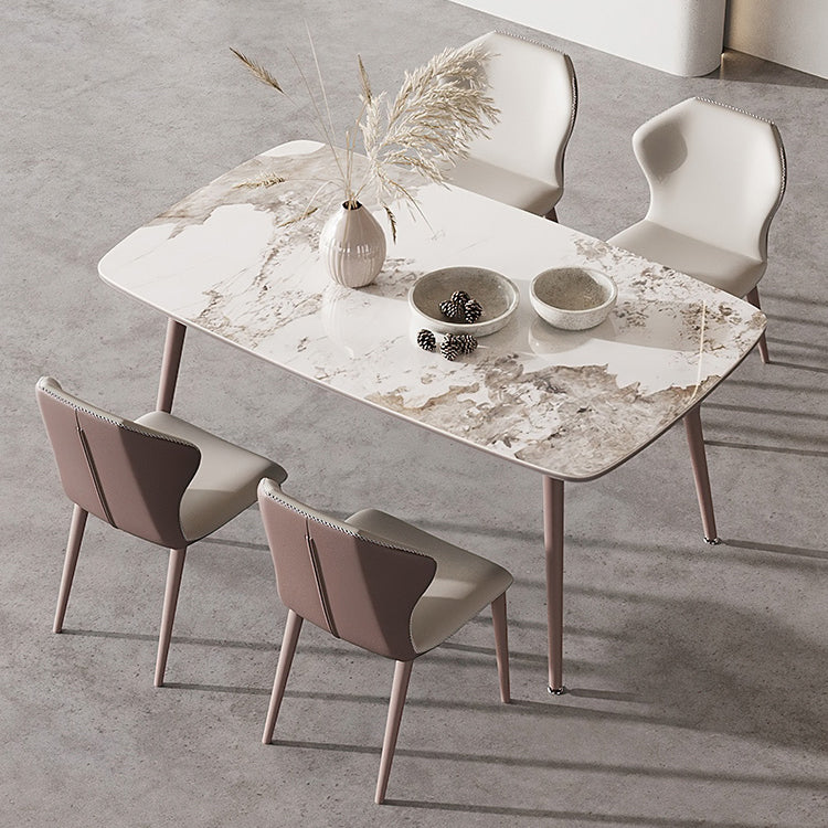 Metal Traditional Luxury Rectangle Dining Table Sintered Stone Top Table with 4 Legs Clearhalo ' dining_table' 'Dining Tables & Seating' 'Dining Tables' 'furn' 'furn_dining_table' 'Furniture' 'furniture_dining_table' 'Kitchen & Dining Furniture' 'kitchen&dining_furn' 'kitchen' 'kitchen_dining_table' 3902471