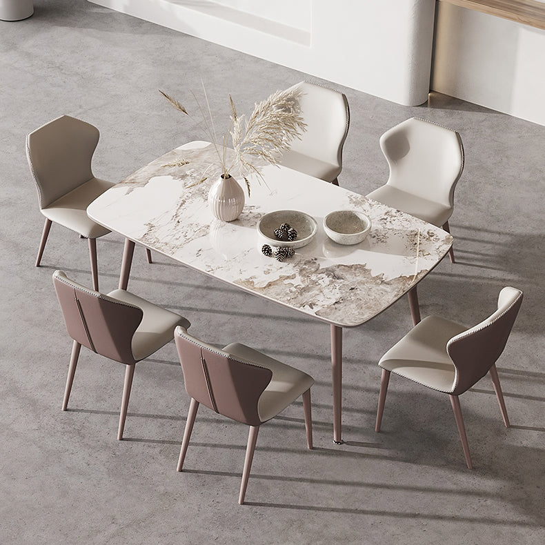 Metal Traditional Luxury Rectangle Dining Table Sintered Stone Top Table with 4 Legs Clearhalo ' dining_table' 'Dining Tables & Seating' 'Dining Tables' 'furn' 'furn_dining_table' 'Furniture' 'furniture_dining_table' 'Kitchen & Dining Furniture' 'kitchen&dining_furn' 'kitchen' 'kitchen_dining_table' 3902472