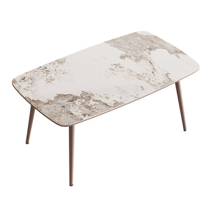 Metal Traditional Luxury Rectangle Dining Table Sintered Stone Top Table with 4 Legs Without Chairs Clearhalo ' dining_table' 'Dining Tables & Seating' 'Dining Tables' 'furn' 'furn_dining_table' 'Furniture' 'furniture_dining_table' 'Kitchen & Dining Furniture' 'kitchen&dining_furn' 'kitchen' 'kitchen_dining_table' 3902473