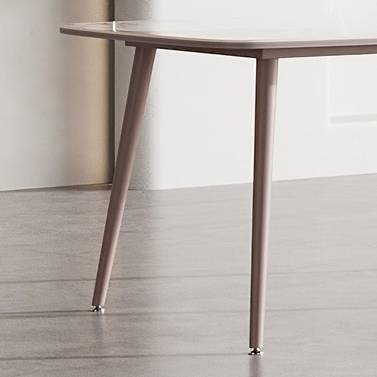 Metal Traditional Luxury Rectangle Dining Table Sintered Stone Top Table with 4 Legs