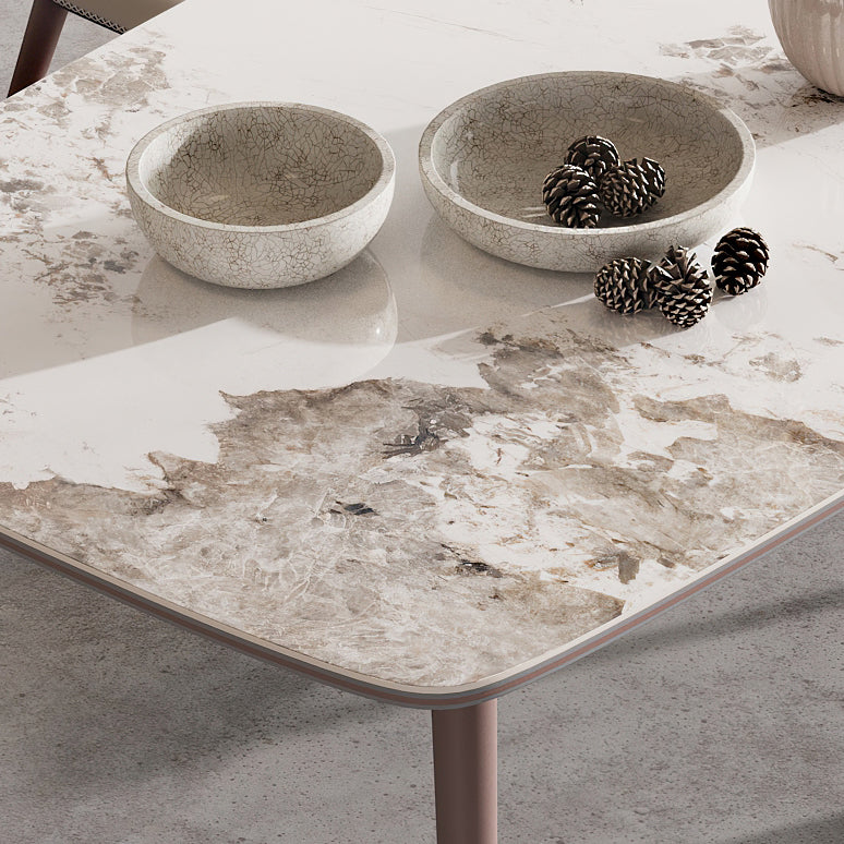 Metal Traditional Luxury Rectangle Dining Table Sintered Stone Top Table with 4 Legs Clearhalo ' dining_table' 'Dining Tables & Seating' 'Dining Tables' 'furn' 'furn_dining_table' 'Furniture' 'furniture_dining_table' 'Kitchen & Dining Furniture' 'kitchen&dining_furn' 'kitchen' 'kitchen_dining_table' 3902475
