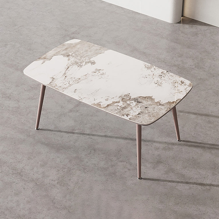 Metal Traditional Luxury Rectangle Dining Table Sintered Stone Top Table with 4 Legs Clearhalo ' dining_table' 'Dining Tables & Seating' 'Dining Tables' 'furn' 'furn_dining_table' 'Furniture' 'furniture_dining_table' 'Kitchen & Dining Furniture' 'kitchen&dining_furn' 'kitchen' 'kitchen_dining_table' 3902478