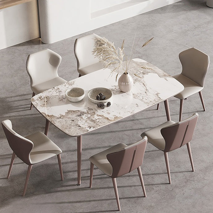 Metal Traditional Luxury Rectangle Dining Table Sintered Stone Top Table with 4 Legs Clearhalo ' dining_table' 'Dining Tables & Seating' 'Dining Tables' 'furn' 'furn_dining_table' 'Furniture' 'furniture_dining_table' 'Kitchen & Dining Furniture' 'kitchen&dining_furn' 'kitchen' 'kitchen_dining_table' 3902479