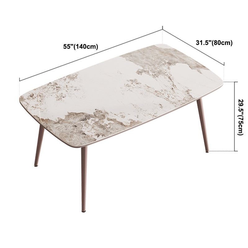 Metal Traditional Luxury Rectangle Dining Table Sintered Stone Top Table with 4 Legs Clearhalo ' dining_table' 'Dining Tables & Seating' 'Dining Tables' 'furn' 'furn_dining_table' 'Furniture' 'furniture_dining_table' 'Kitchen & Dining Furniture' 'kitchen&dining_furn' 'kitchen' 'kitchen_dining_table' 3902480