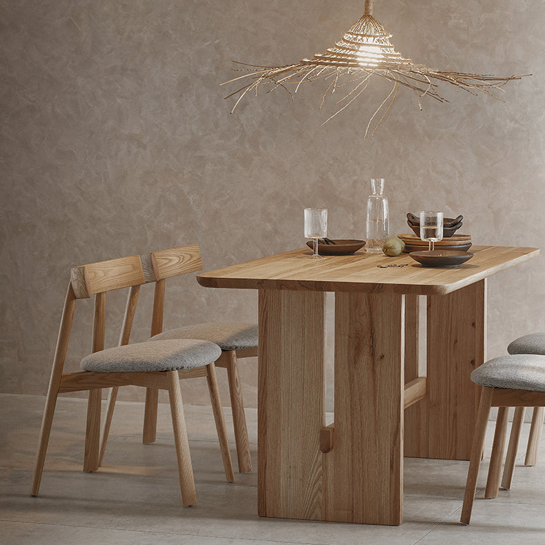 Causal Solid Wood Standard Dining Table Khaki Rectangle Shape Dining Table for Kitchen Clearhalo ' dining_table' 'Dining Tables & Seating' 'Dining Tables' 'furn' 'furn_dining_table' 'Furniture' 'furniture_dining_table' 'Kitchen & Dining Furniture' 'kitchen&dining_furn' 'kitchen' 'kitchen_dining_table' 3902497