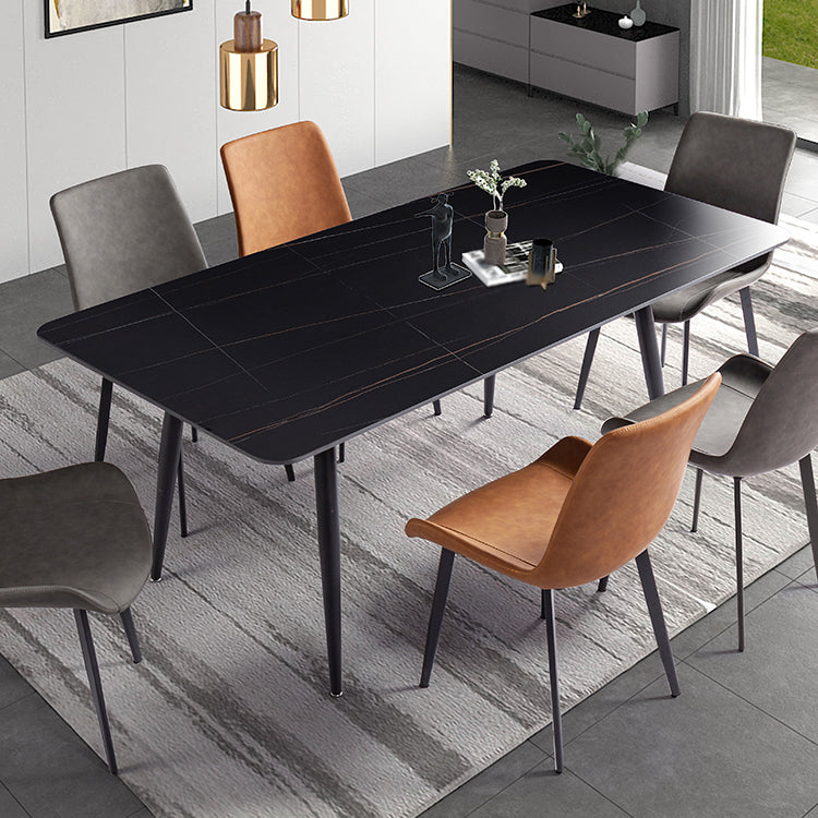 Sintered Stone Three-Color Dining Table Modern Style 4 Legs Table for Dining Room Black Without Chairs Clearhalo ' dining_table' 'Dining Tables & Seating' 'Dining Tables' 'furn' 'furn_dining_table' 'Furniture' 'furniture_dining_table' 'Kitchen & Dining Furniture' 'kitchen&dining_furn' 'kitchen' 'kitchen_dining_table' 3902524