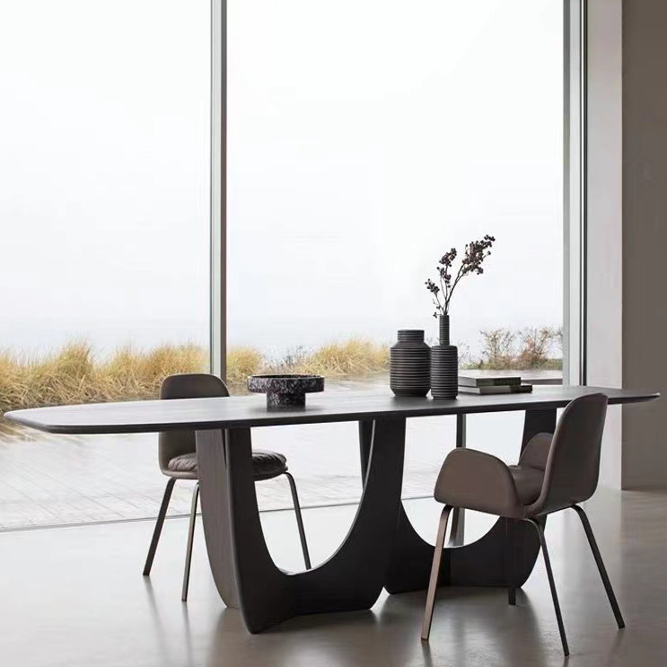 Rectangle Modern Style Dining Table Wood Color Fixed Table with Solid Wood Walnut Without Chairs Clearhalo ' dining_table' 'Dining Tables & Seating' 'Dining Tables' 'furn' 'furn_dining_table' 'Furniture' 'furniture_dining_table' 'Kitchen & Dining Furniture' 'kitchen&dining_furn' 'kitchen' 'kitchen_dining_table' 3902541