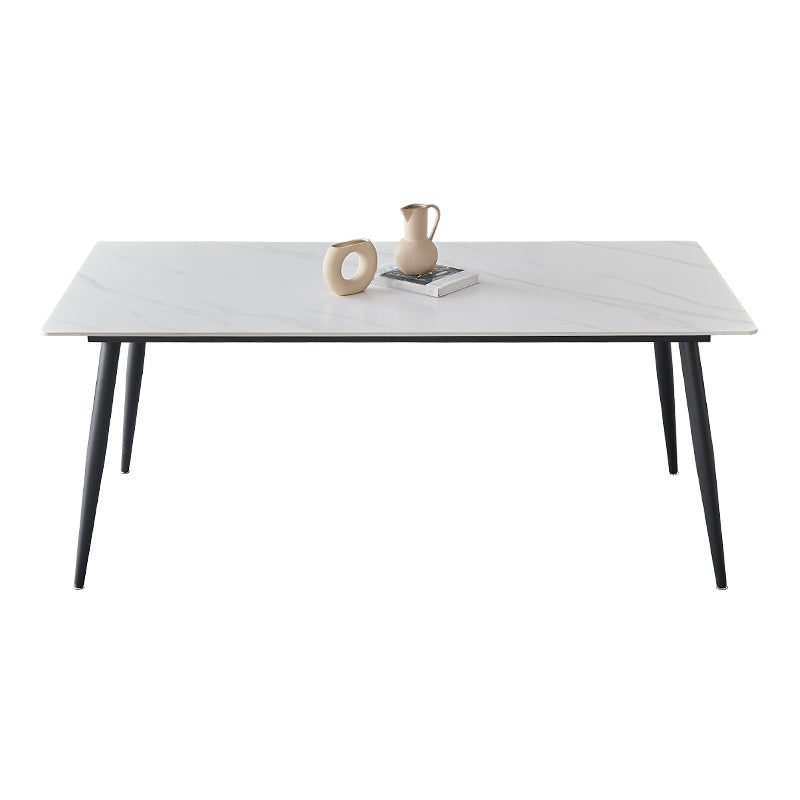 Industrial Rectangle 4-foot Home Furniture Stone Dining Site Table for Home White Without Chairs Clearhalo ' dining_table' 'Dining Tables & Seating' 'Dining Tables' 'furn' 'furn_dining_table' 'Furniture' 'furniture_dining_table' 'Kitchen & Dining Furniture' 'kitchen&dining_furn' 'kitchen' 'kitchen_dining_table' 3902575