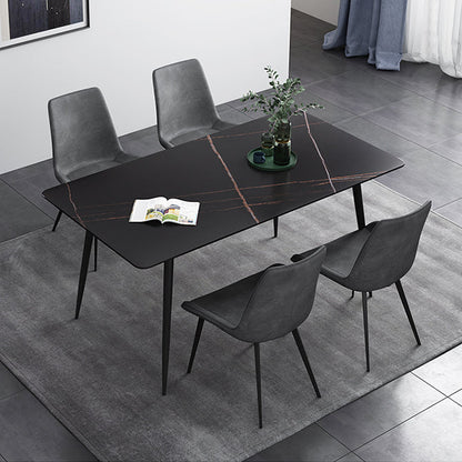 Rectangle Stone Home Furniture Industrial Style Dining Room Collection Black Without Chairs Clearhalo ' dining_table' 'Dining Tables & Seating' 'Dining Tables' 'furn' 'furn_dining_table' 'Furniture' 'furniture_dining_table' 'Kitchen & Dining Furniture' 'kitchen&dining_furn' 'kitchen' 'kitchen_dining_table' 3902589