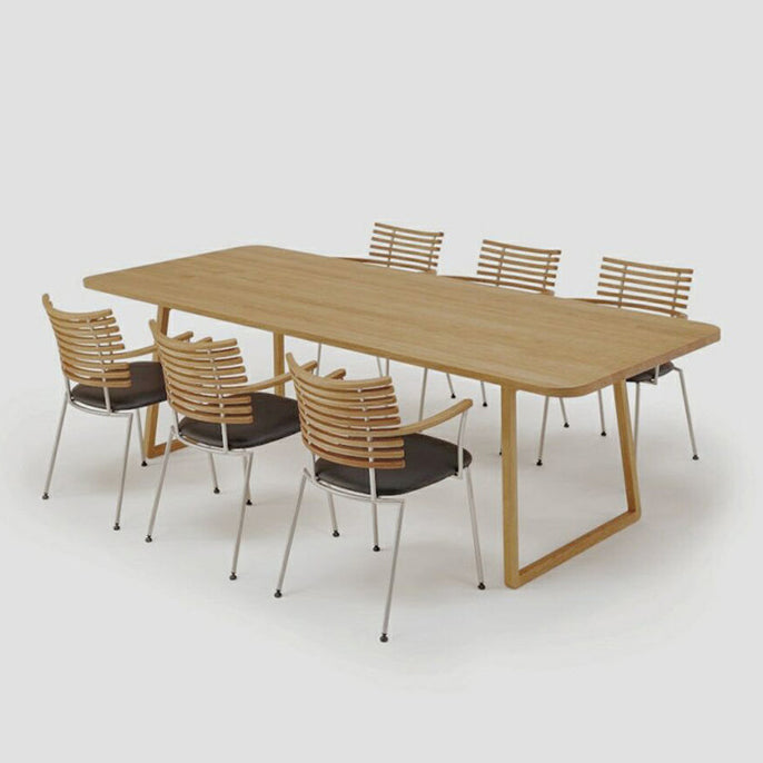 Rectangle Wood Color Dining Table Solid Wood Table Minimalist with Double Pedestal Clearhalo ' dining_table' 'Dining Tables & Seating' 'Dining Tables' 'furn' 'furn_dining_table' 'Furniture' 'furniture_dining_table' 'Kitchen & Dining Furniture' 'kitchen&dining_furn' 'kitchen' 'kitchen_dining_table' 3902607
