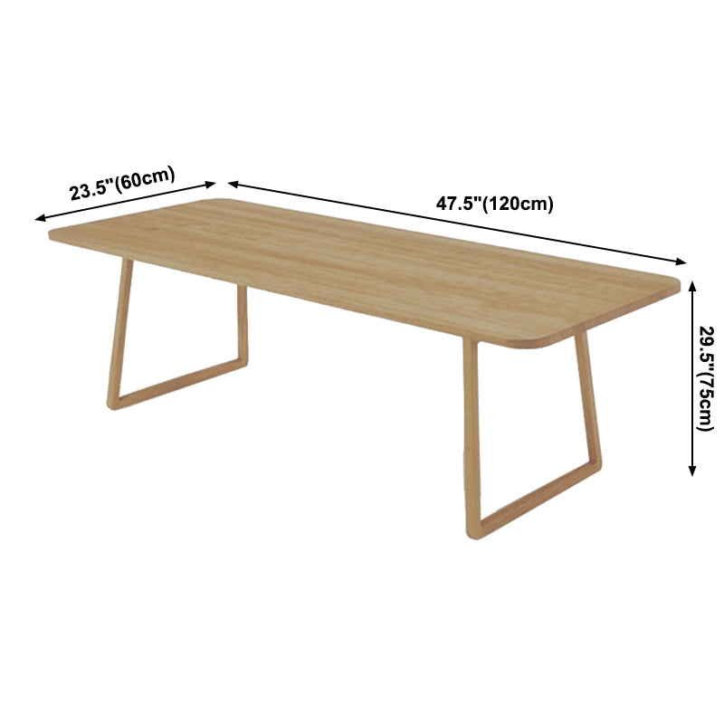 Rectangle Wood Color Dining Table Solid Wood Table Minimalist with Double Pedestal Clearhalo ' dining_table' 'Dining Tables & Seating' 'Dining Tables' 'furn' 'furn_dining_table' 'Furniture' 'furniture_dining_table' 'Kitchen & Dining Furniture' 'kitchen&dining_furn' 'kitchen' 'kitchen_dining_table' 3902609