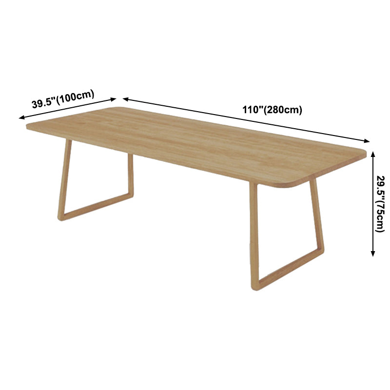 Rectangle Wood Color Dining Table Solid Wood Table Minimalist with Double Pedestal Clearhalo ' dining_table' 'Dining Tables & Seating' 'Dining Tables' 'furn' 'furn_dining_table' 'Furniture' 'furniture_dining_table' 'Kitchen & Dining Furniture' 'kitchen&dining_furn' 'kitchen' 'kitchen_dining_table' 3902616