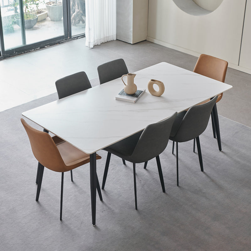 Sintered Stone Dining Table 4 Legs Carbon Steel Base Rectangle Table for Home Clearhalo ' dining_table' 'Dining Tables & Seating' 'Dining Tables' 'furn' 'furn_dining_table' 'Furniture' 'furniture_dining_table' 'Kitchen & Dining Furniture' 'kitchen&dining_furn' 'kitchen' 'kitchen_dining_table' 3902649