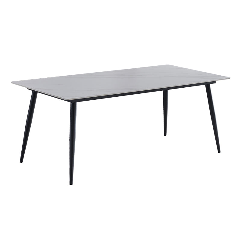 Sintered Stone Dining Table 4 Legs Carbon Steel Base Rectangle Table for Home White Without Chairs Clearhalo ' dining_table' 'Dining Tables & Seating' 'Dining Tables' 'furn' 'furn_dining_table' 'Furniture' 'furniture_dining_table' 'Kitchen & Dining Furniture' 'kitchen&dining_furn' 'kitchen' 'kitchen_dining_table' 3902650