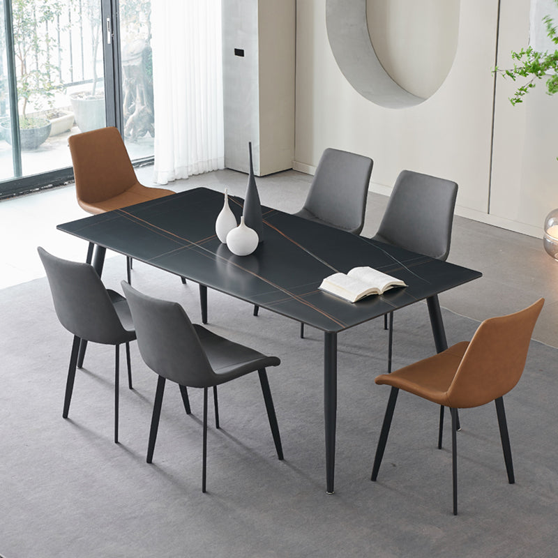 Sintered Stone Dining Table 4 Legs Carbon Steel Base Rectangle Table for Home Clearhalo ' dining_table' 'Dining Tables & Seating' 'Dining Tables' 'furn' 'furn_dining_table' 'Furniture' 'furniture_dining_table' 'Kitchen & Dining Furniture' 'kitchen&dining_furn' 'kitchen' 'kitchen_dining_table' 3902652