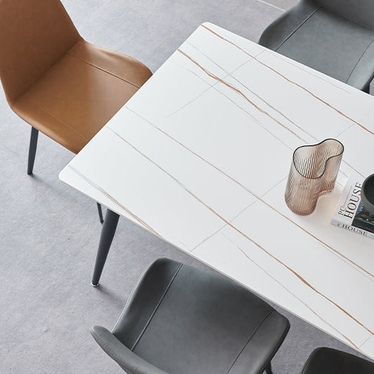 Sintered Stone Dining Table 4 Legs Carbon Steel Base Rectangle Table for Home