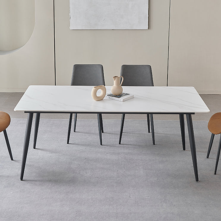 Sintered Stone Dining Table 4 Legs Carbon Steel Base Rectangle Table for Home Clearhalo ' dining_table' 'Dining Tables & Seating' 'Dining Tables' 'furn' 'furn_dining_table' 'Furniture' 'furniture_dining_table' 'Kitchen & Dining Furniture' 'kitchen&dining_furn' 'kitchen' 'kitchen_dining_table' 3902660