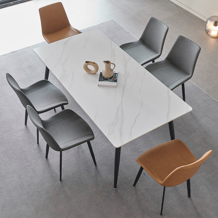 Sintered Stone Dining Table 4 Legs Carbon Steel Base Rectangle Table for Home Clearhalo ' dining_table' 'Dining Tables & Seating' 'Dining Tables' 'furn' 'furn_dining_table' 'Furniture' 'furniture_dining_table' 'Kitchen & Dining Furniture' 'kitchen&dining_furn' 'kitchen' 'kitchen_dining_table' 3902661