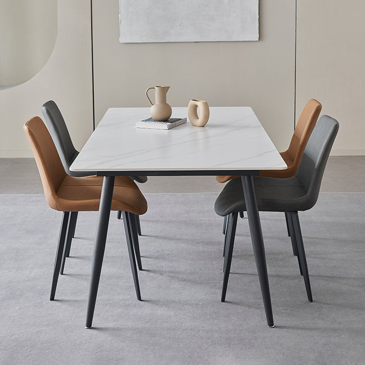 Sintered Stone Dining Table 4 Legs Carbon Steel Base Rectangle Table for Home Clearhalo ' dining_table' 'Dining Tables & Seating' 'Dining Tables' 'furn' 'furn_dining_table' 'Furniture' 'furniture_dining_table' 'Kitchen & Dining Furniture' 'kitchen&dining_furn' 'kitchen' 'kitchen_dining_table' 3902662