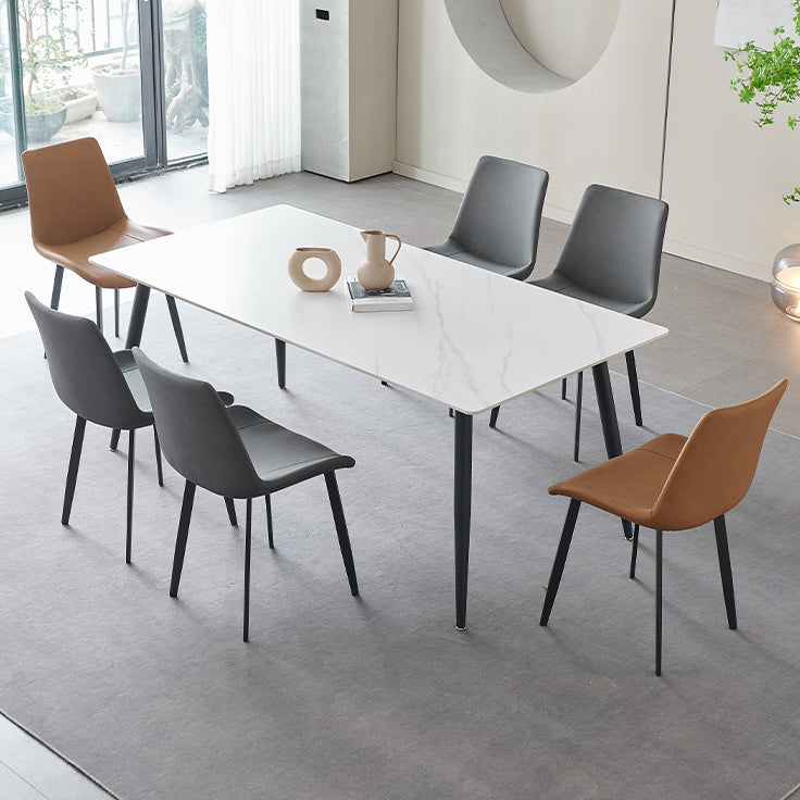 Sintered Stone Dining Table 4 Legs Carbon Steel Base Rectangle Table for Home Clearhalo ' dining_table' 'Dining Tables & Seating' 'Dining Tables' 'furn' 'furn_dining_table' 'Furniture' 'furniture_dining_table' 'Kitchen & Dining Furniture' 'kitchen&dining_furn' 'kitchen' 'kitchen_dining_table' 3902663