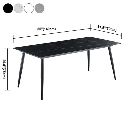 Sintered Stone Dining Table 4 Legs Carbon Steel Base Rectangle Table for Home
