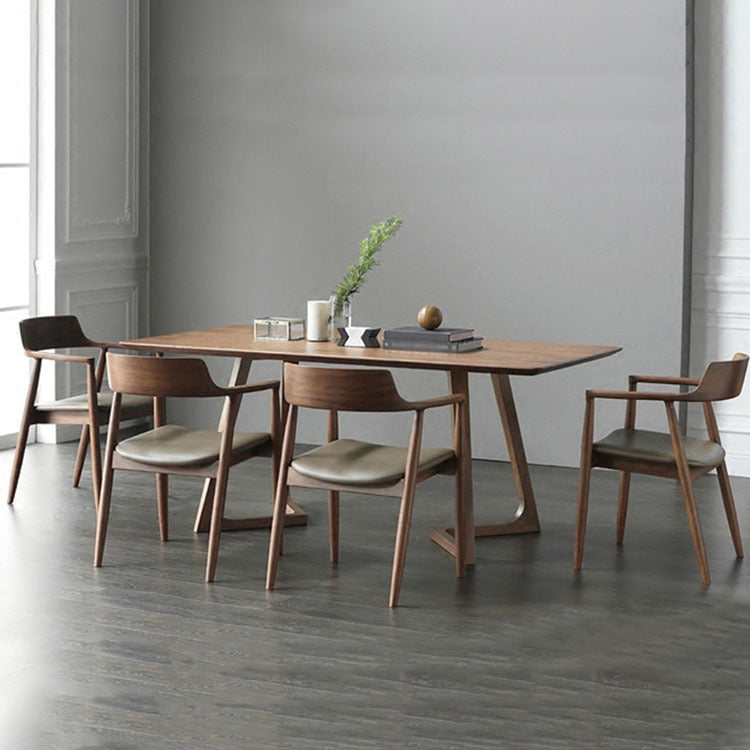 Modern Style Rectangle Dinner Table Solid Wood Double Pedestal Base Table for Home Use Clearhalo ' dining_table' 'Dining Tables & Seating' 'Dining Tables' 'furn' 'furn_dining_table' 'Furniture' 'furniture_dining_table' 'Kitchen & Dining Furniture' 'kitchen&dining_furn' 'kitchen' 'kitchen_dining_table' 3902669