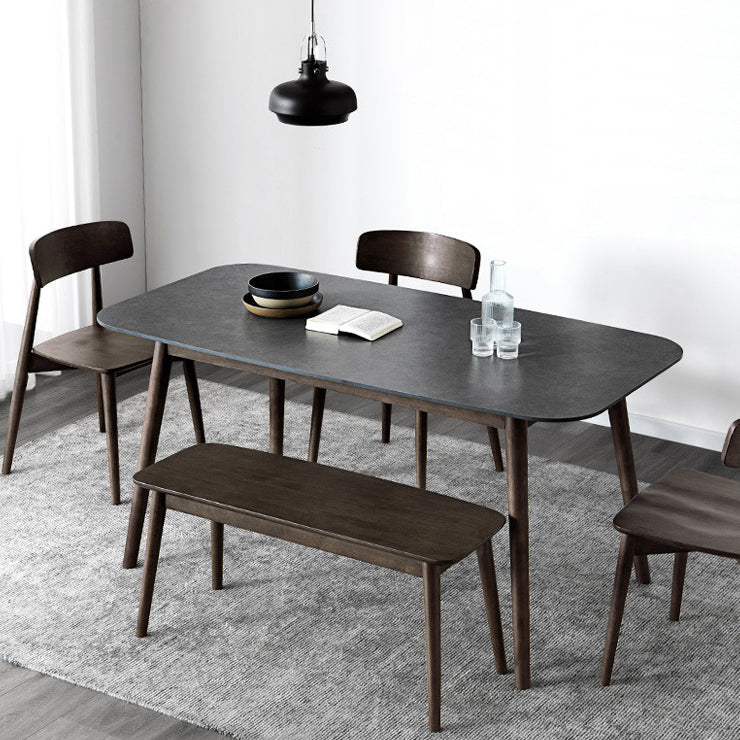 Simplicity Rectangle Dining Room Table Grey Sintered Stone Table with 4 Legs Clearhalo ' dining_table' 'Dining Tables & Seating' 'Dining Tables' 'furn' 'furn_dining_table' 'Furniture' 'furniture_dining_table' 'Kitchen & Dining Furniture' 'kitchen&dining_furn' 'kitchen' 'kitchen_dining_table' 3902683