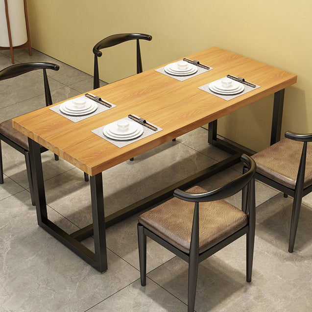 Industrial Brown Dinner Room Table Solid Wood Trestle Table for Dining Room Clearhalo ' dining_table' 'Dining Tables & Seating' 'Dining Tables' 'furn' 'furn_dining_table' 'Furniture' 'furniture_dining_table' 'Kitchen & Dining Furniture' 'kitchen&dining_furn' 'kitchen' 'kitchen_dining_table' 3902707