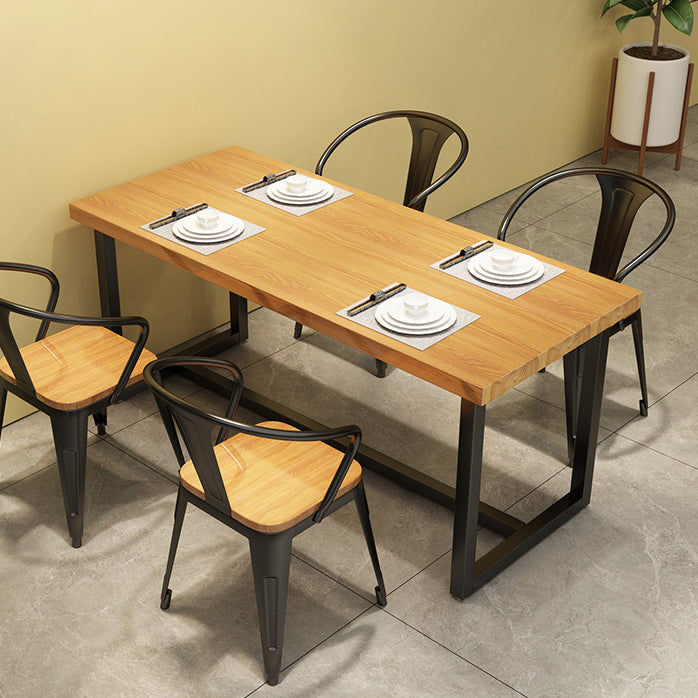 Industrial Brown Dinner Room Table Solid Wood Trestle Table for Dining Room Clearhalo ' dining_table' 'Dining Tables & Seating' 'Dining Tables' 'furn' 'furn_dining_table' 'Furniture' 'furniture_dining_table' 'Kitchen & Dining Furniture' 'kitchen&dining_furn' 'kitchen' 'kitchen_dining_table' 3902711