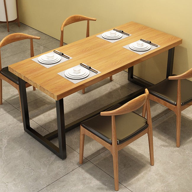 Industrial Brown Dinner Room Table Solid Wood Trestle Table for Dining Room Clearhalo ' dining_table' 'Dining Tables & Seating' 'Dining Tables' 'furn' 'furn_dining_table' 'Furniture' 'furniture_dining_table' 'Kitchen & Dining Furniture' 'kitchen&dining_furn' 'kitchen' 'kitchen_dining_table' 3902712