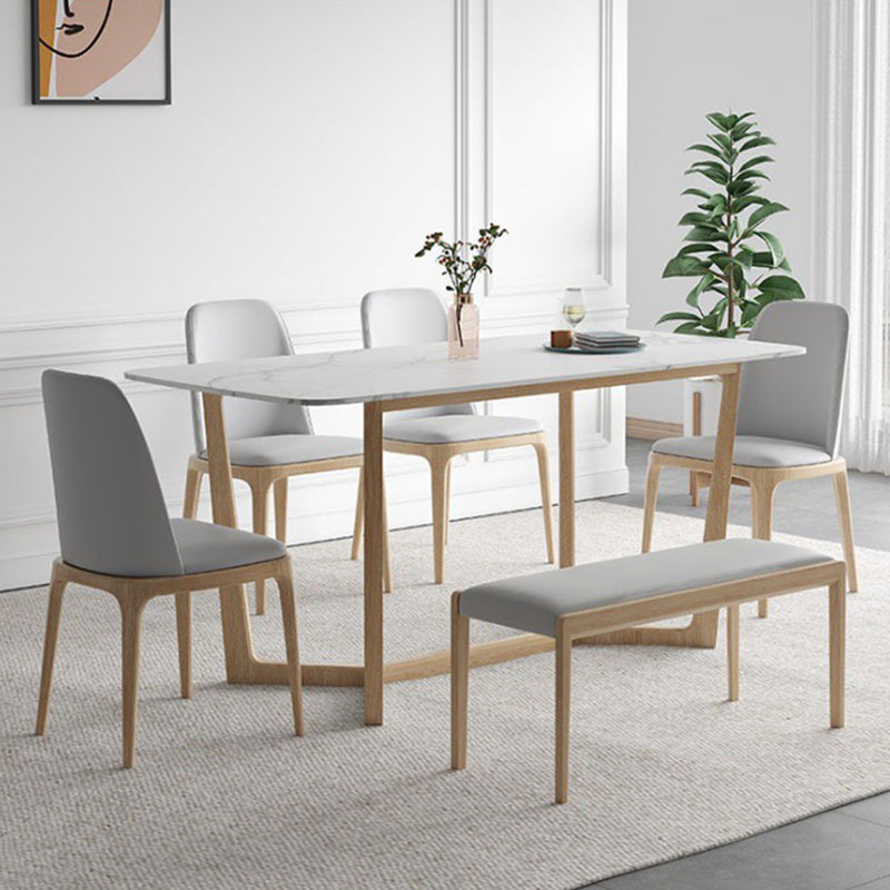 Simplicity Rectangle Dining Room Table Sintered Stone Table with Trestle Base Clearhalo ' dining_table' 'Dining Tables & Seating' 'Dining Tables' 'furn' 'furn_dining_table' 'Furniture' 'furniture_dining_table' 'Kitchen & Dining Furniture' 'kitchen&dining_furn' 'kitchen' 'kitchen_dining_table' 3902723