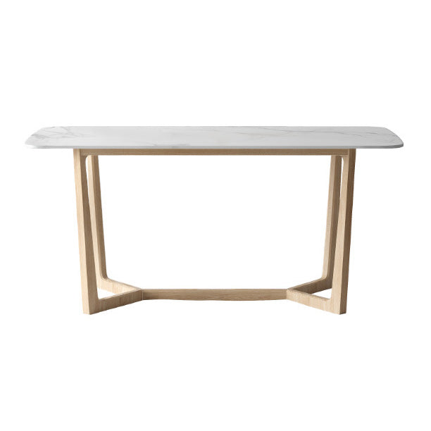 Simplicity Rectangle Dining Room Table Sintered Stone Table with Trestle Base Without Chairs Clearhalo ' dining_table' 'Dining Tables & Seating' 'Dining Tables' 'furn' 'furn_dining_table' 'Furniture' 'furniture_dining_table' 'Kitchen & Dining Furniture' 'kitchen&dining_furn' 'kitchen' 'kitchen_dining_table' 3902725