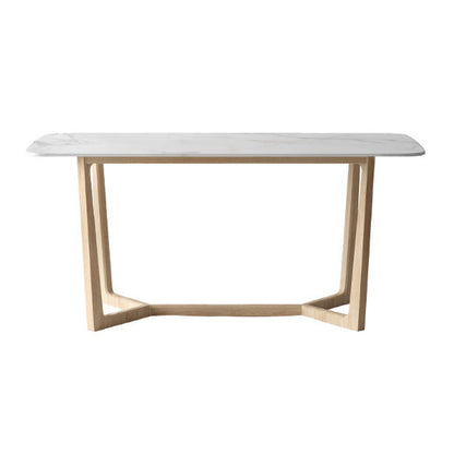 Simplicity Rectangle Dining Room Table Sintered Stone Table with Trestle Base Without Chairs Clearhalo ' dining_table' 'Dining Tables & Seating' 'Dining Tables' 'furn' 'furn_dining_table' 'Furniture' 'furniture_dining_table' 'Kitchen & Dining Furniture' 'kitchen&dining_furn' 'kitchen' 'kitchen_dining_table' 3902725