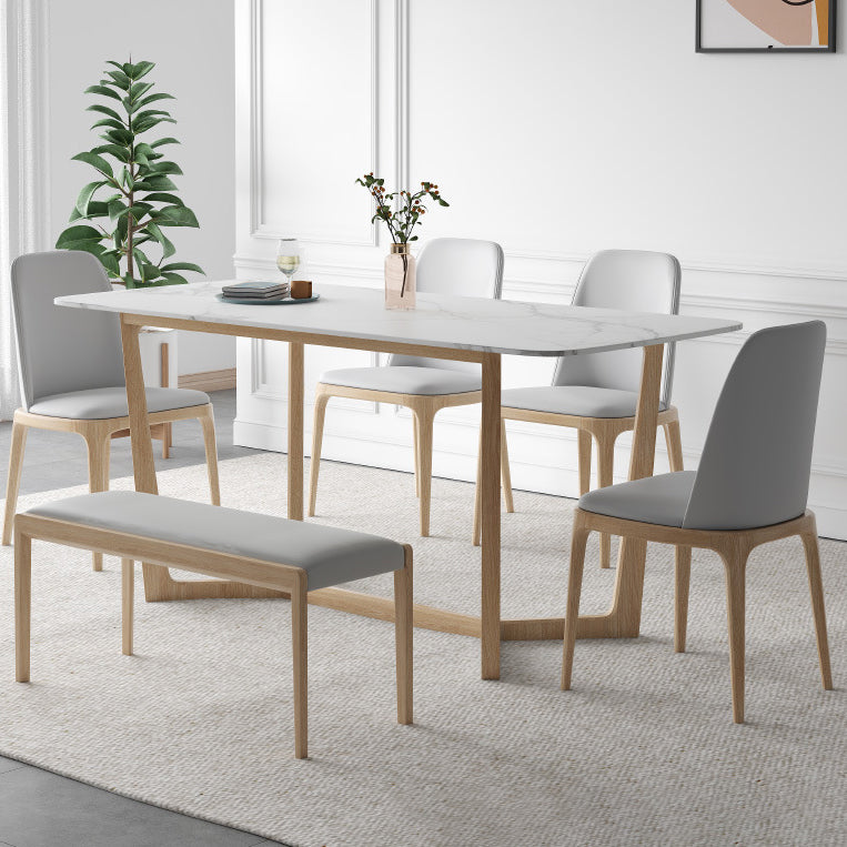 Simplicity Rectangle Dining Room Table Sintered Stone Table with Trestle Base Clearhalo ' dining_table' 'Dining Tables & Seating' 'Dining Tables' 'furn' 'furn_dining_table' 'Furniture' 'furniture_dining_table' 'Kitchen & Dining Furniture' 'kitchen&dining_furn' 'kitchen' 'kitchen_dining_table' 3902730