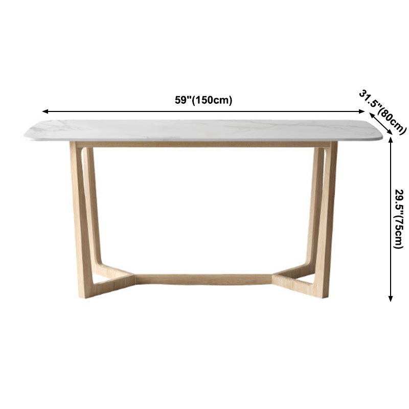 Simplicity Rectangle Dining Room Table Sintered Stone Table with Trestle Base Clearhalo ' dining_table' 'Dining Tables & Seating' 'Dining Tables' 'furn' 'furn_dining_table' 'Furniture' 'furniture_dining_table' 'Kitchen & Dining Furniture' 'kitchen&dining_furn' 'kitchen' 'kitchen_dining_table' 3902734