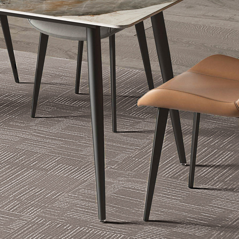 Simplicity Rectangle Dining Room Table Grey Sintered Stone Table with 4 Black Legs Clearhalo ' dining_table' 'Dining Tables & Seating' 'Dining Tables' 'furn' 'furn_dining_table' 'Furniture' 'furniture_dining_table' 'Kitchen & Dining Furniture' 'kitchen&dining_furn' 'kitchen' 'kitchen_dining_table' 3902743