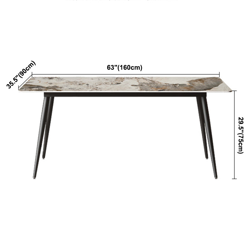 Simplicity Rectangle Dining Room Table Grey Sintered Stone Table with 4 Black Legs Clearhalo ' dining_table' 'Dining Tables & Seating' 'Dining Tables' 'furn' 'furn_dining_table' 'Furniture' 'furniture_dining_table' 'Kitchen & Dining Furniture' 'kitchen&dining_furn' 'kitchen' 'kitchen_dining_table' 3902750