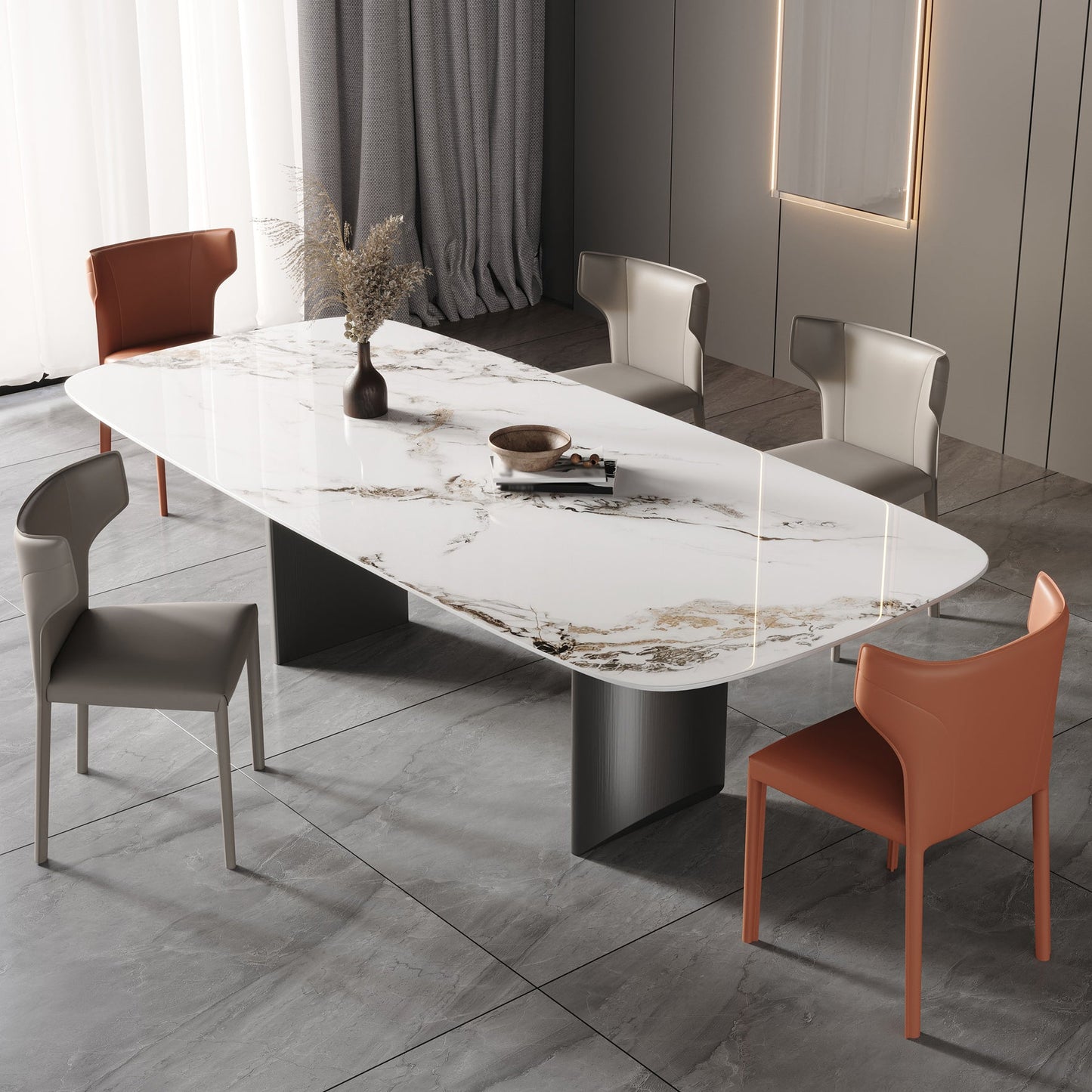Sintered Stone Top Rectangle Table for Restaurant Modern Dining Table with Double Pedestal Clearhalo ' dining_table' 'Dining Tables & Seating' 'Dining Tables' 'furn' 'furn_dining_table' 'Furniture' 'furniture_dining_table' 'Kitchen & Dining Furniture' 'kitchen&dining_furn' 'kitchen' 'kitchen_dining_table' 3902807