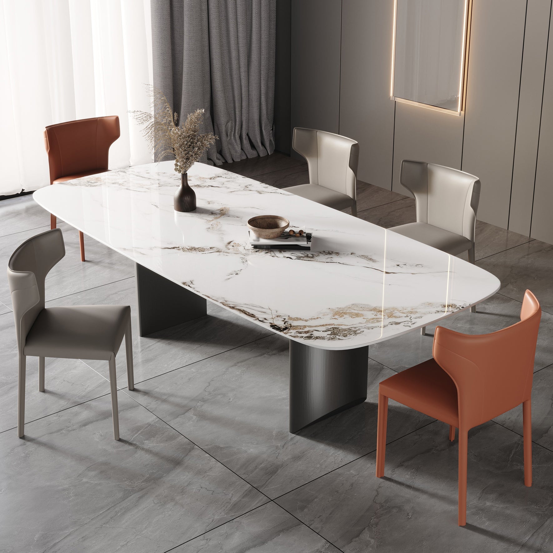 Sintered Stone Top Rectangle Table for Restaurant Modern Dining Table with Double Pedestal Clearhalo ' dining_table' 'Dining Tables & Seating' 'Dining Tables' 'furn' 'furn_dining_table' 'Furniture' 'furniture_dining_table' 'Kitchen & Dining Furniture' 'kitchen&dining_furn' 'kitchen' 'kitchen_dining_table' 3902807
