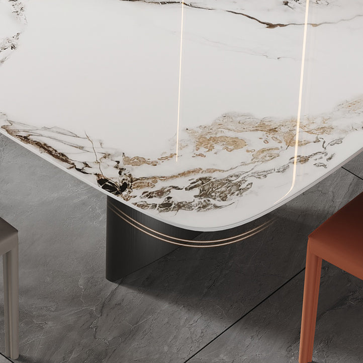 Sintered Stone Top Rectangle Table for Restaurant Modern Dining Table with Double Pedestal Clearhalo ' dining_table' 'Dining Tables & Seating' 'Dining Tables' 'furn' 'furn_dining_table' 'Furniture' 'furniture_dining_table' 'Kitchen & Dining Furniture' 'kitchen&dining_furn' 'kitchen' 'kitchen_dining_table' 3902812
