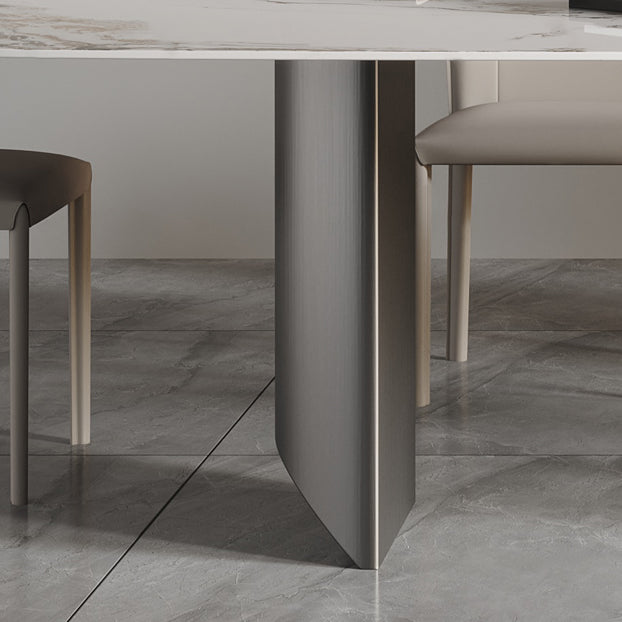 Sintered Stone Top Rectangle Table for Restaurant Modern Dining Table with Double Pedestal Clearhalo ' dining_table' 'Dining Tables & Seating' 'Dining Tables' 'furn' 'furn_dining_table' 'Furniture' 'furniture_dining_table' 'Kitchen & Dining Furniture' 'kitchen&dining_furn' 'kitchen' 'kitchen_dining_table' 3902814