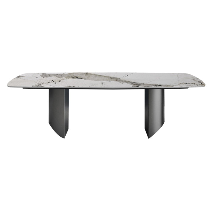 Sintered Stone Top Rectangle Table for Restaurant Modern Dining Table with Double Pedestal Clearhalo ' dining_table' 'Dining Tables & Seating' 'Dining Tables' 'furn' 'furn_dining_table' 'Furniture' 'furniture_dining_table' 'Kitchen & Dining Furniture' 'kitchen&dining_furn' 'kitchen' 'kitchen_dining_table' 3902815