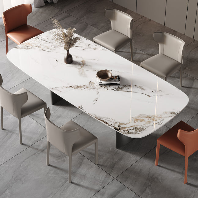 Sintered Stone Top Rectangle Table for Restaurant Modern Dining Table with Double Pedestal Clearhalo ' dining_table' 'Dining Tables & Seating' 'Dining Tables' 'furn' 'furn_dining_table' 'Furniture' 'furniture_dining_table' 'Kitchen & Dining Furniture' 'kitchen&dining_furn' 'kitchen' 'kitchen_dining_table' 3902816
