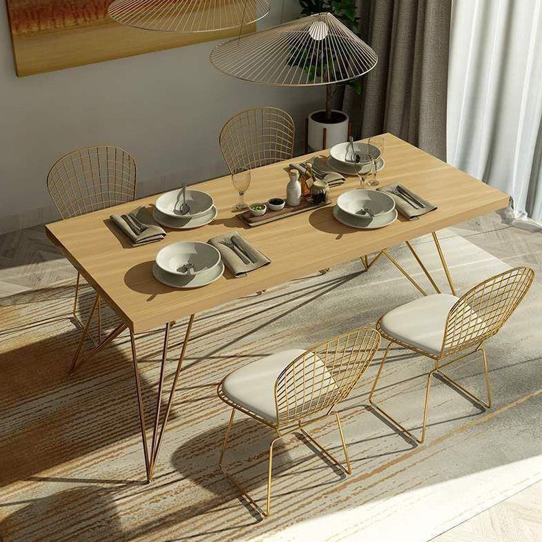 Traditional Luxury Rectangle Dining Room Table Pine Solid Wood Table with 4 Metal Legs Clearhalo ' dining_table' 'Dining Tables & Seating' 'Dining Tables' 'furn' 'furn_dining_table' 'Furniture' 'furniture_dining_table' 'Kitchen & Dining Furniture' 'kitchen&dining_furn' 'kitchen' 'kitchen_dining_table' 3902822