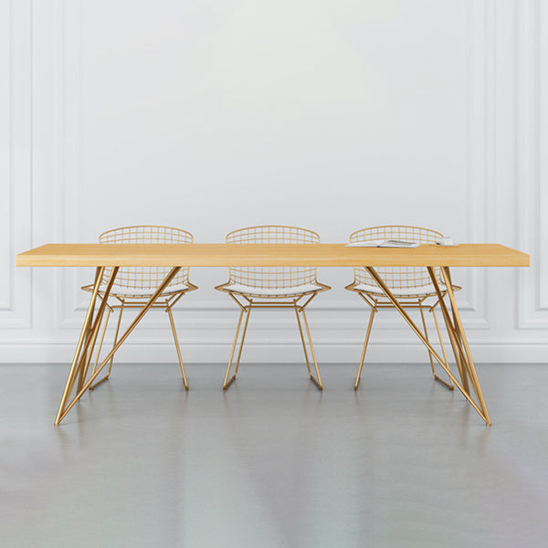 Traditional Luxury Rectangle Dining Room Table Pine Solid Wood Table with 4 Metal Legs Clearhalo ' dining_table' 'Dining Tables & Seating' 'Dining Tables' 'furn' 'furn_dining_table' 'Furniture' 'furniture_dining_table' 'Kitchen & Dining Furniture' 'kitchen&dining_furn' 'kitchen' 'kitchen_dining_table' 3902827