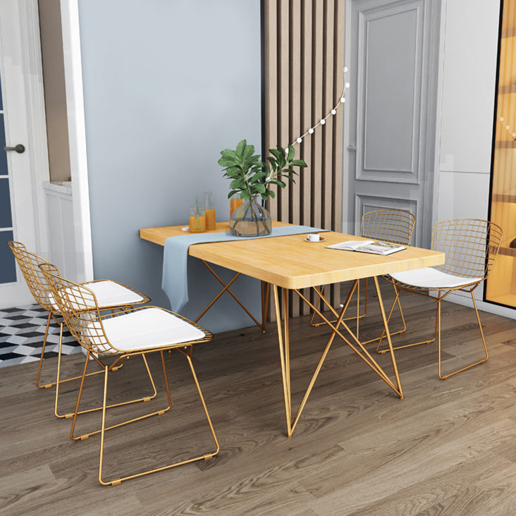 Traditional Luxury Rectangle Dining Room Table Pine Solid Wood Table with 4 Metal Legs Clearhalo ' dining_table' 'Dining Tables & Seating' 'Dining Tables' 'furn' 'furn_dining_table' 'Furniture' 'furniture_dining_table' 'Kitchen & Dining Furniture' 'kitchen&dining_furn' 'kitchen' 'kitchen_dining_table' 3902829