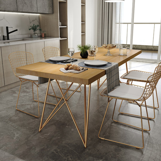 Traditional Luxury Rectangle Dining Room Table Pine Solid Wood Table with 4 Metal Legs Clearhalo ' dining_table' 'Dining Tables & Seating' 'Dining Tables' 'furn' 'furn_dining_table' 'Furniture' 'furniture_dining_table' 'Kitchen & Dining Furniture' 'kitchen&dining_furn' 'kitchen' 'kitchen_dining_table' 3902830
